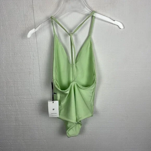 Jade Swim All In One Piece S Womens New $198 Melon Green V Neck Strappy